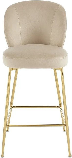 Barhocker Polpona von Vente-unique in Beige mit Samtbezug und goldenem Metallgestell, Breite: 44 cm, Tiefe: 44 cm, Höhe: 44 cm - Bild 1
