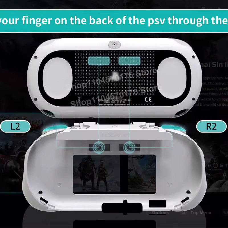 Vita 2000 Gamepad Handgriff mit L2 R2 Trigger Tasten in Weiß für PlayStation - Bild 4