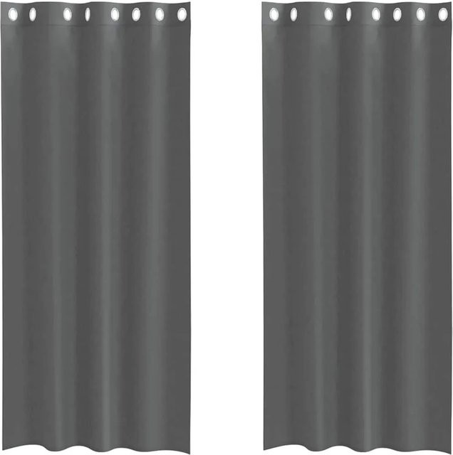 vidaXL Voile Vorhänge mit Ösen, 2 Stück, Dunkelgrau, B: 140 cm, H: 245 cm - Bild 1