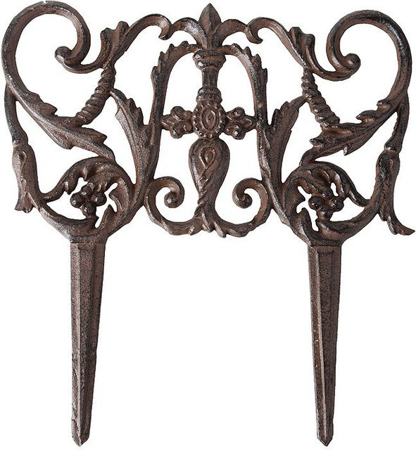 Beetzaun Beeteinfassung aus Gusseisen in Antik-Braun, Ziergitter Beetumrandung, 28 x 30 cm - Bild 1