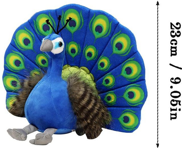 BC Pet Supplies Pfau Plüschtier, Grün Blau, 23cm - Bild 1