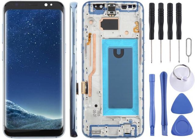Samsung Galaxy S8 SM-G950F TFT LCD Bildschirm Digitizer Baugruppe mit Rahmen in Blau, 5,7 Zoll - Bild 1