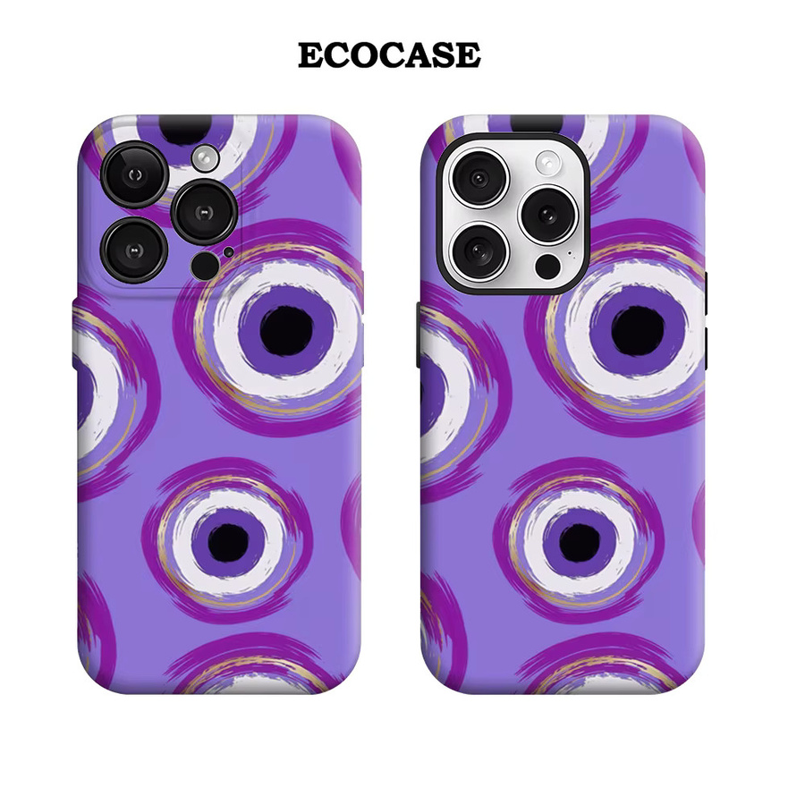 Potdemiel Handyhülle Mystical Evil Eye in Lila für iPhone 17 16 15 14 13 12 11 Pro Max Plus mit doppelschichtiger Rückseite - Bild 2