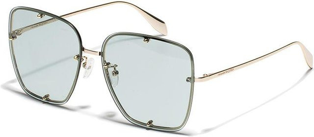 Alexander McQueen AM0364S Sonnenbrille, Quadratisch, Vollrand, Metall, Damen, Grün, Weiß - Bild 1