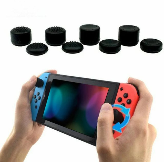DATA FROG 8 Stück Silikon-Joystick-Abdeckungen im Pilzstil für Nintendo Switch und OLED-Controller, Schwarz - Bild 1