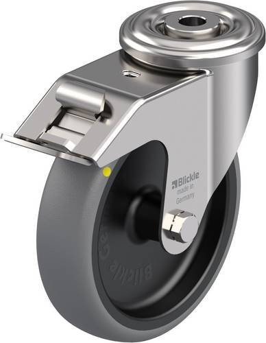 Blickle Lenkrolle LEXR-TPA 127G-FI-ELS mit Feststeller aus Edelstahl in Schwarz-Grau-Silber, Rad-Durchmesser: 125 mm, Tragfähigkeit: 80 kg - Bild 1