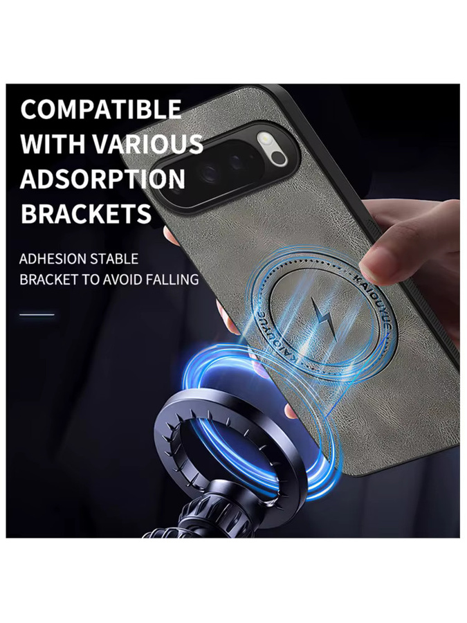 Luxuriöse klassische Leder-Magnet-Handyhülle für Google Pixel 10 Pro XL 9 Pro XL 8 7 6 in Schwarz mit kabelloser Ladefunktion - Bild 3
