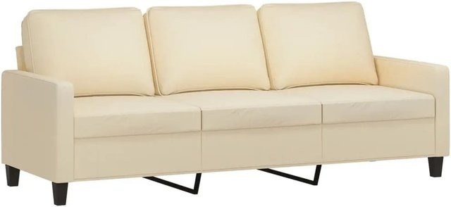 vidaXL 3-Sitzer-Sofa in Creme mit Stoffbezug und Metallrahmen, Breite: 198 cm, Tiefe: 80 cm, Höhe: 77 cm - Bild 1