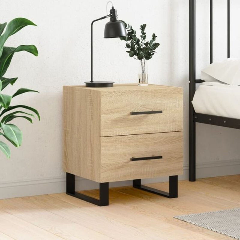 Vidaxl Nachttisch Modern in Sonoma-Eiche Natur Braun aus Holzwerkstoff und Metall, B/T/H: 40 x 35 x 47,5 cm - Bild 1