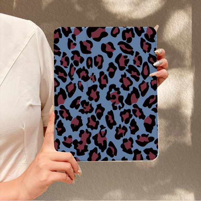 Apple iPad Tablet-Hülle mit Stifthalter in Blau und Weiß mit Leopardenmuster für iPad Pro 10/11 Zoll und iPad Air 3/4/5 Generation - Bild 1