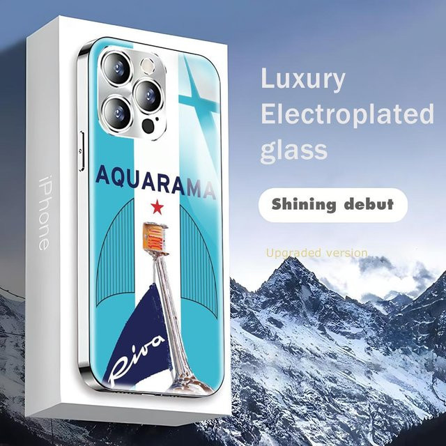 RIVA Yacht Handyhülle aus galvanisiertem Glas für iPhone 15 Pro Max, Farbe: Blau - Bild 1