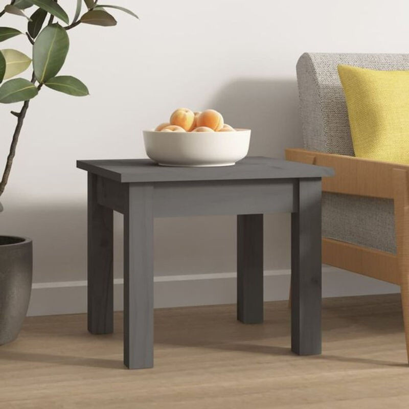 Vidaxl Couchtisch aus Massivholz Kiefer in Grau, quadratisch und minimalistisch, B/T/H: 35 x 35 x 30 cm - Bild 1