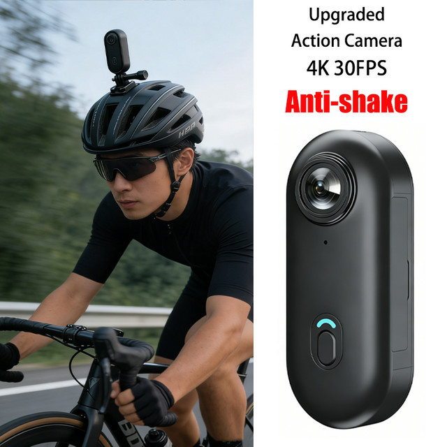 JETO 4K Action-Kamera mit Anti-Shake-Funktion als Mini-Bodycam in Schwarz für POV-Videoaufnahmen beim Angeln, E-Bike oder Motorradfahren - Bild 1