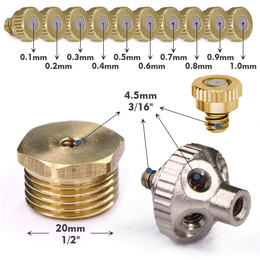 MUCIAKIE 5-Loch Feinzerstäuber Sprühdüse aus Messing mit 1/2 Zoll Verbindung für Gartenbewässerung und Kühlung, Gold - Bild 2