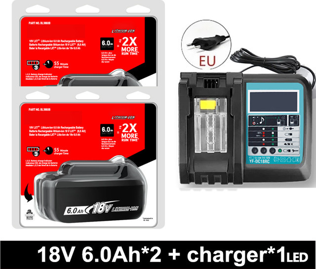 Makita Akku und Ladegerät Set 18V Li-Ion 6,0Ah Schwarz für BL1860 BL1850B BL1850 BL1840 BL1830 - Bild 1