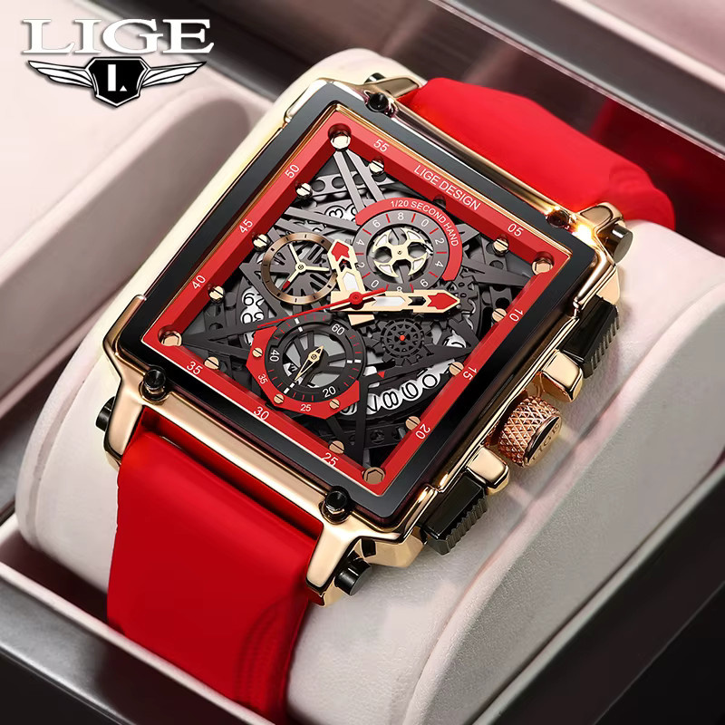 LIGE Armbanduhr Chronograph, Quarz, Blau, Bicolor, Silikon, Herren - Bild 2