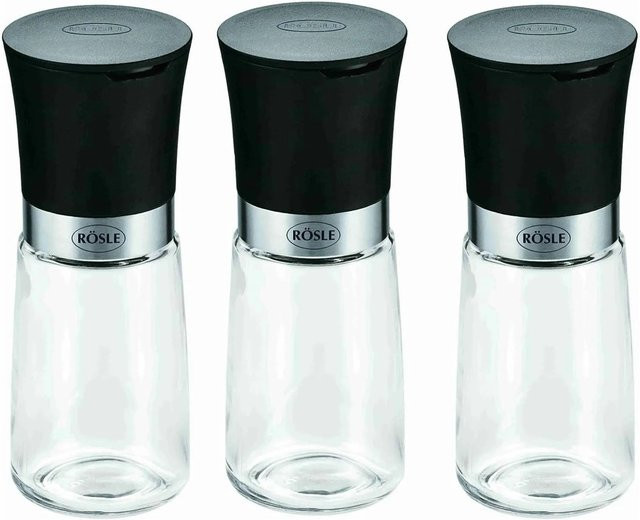 RÖSLE Gewürzmühlen Set 3-teilig Schwarz mit Keramikmahlwerk - Bild 1