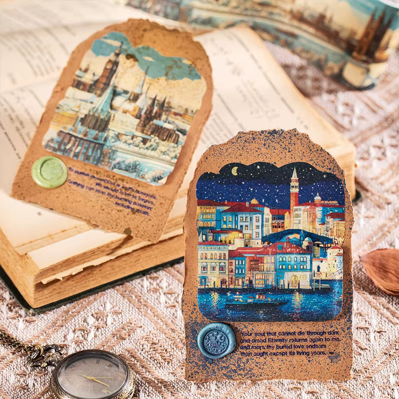 JIANQI PET Washi Tape Vintage Europäische Reise Design für Scrapbooking und DIY Notebook Dekoration, Mehrfarbig, Breite: 6,5 cm, Länge: 2 m - Bild 3