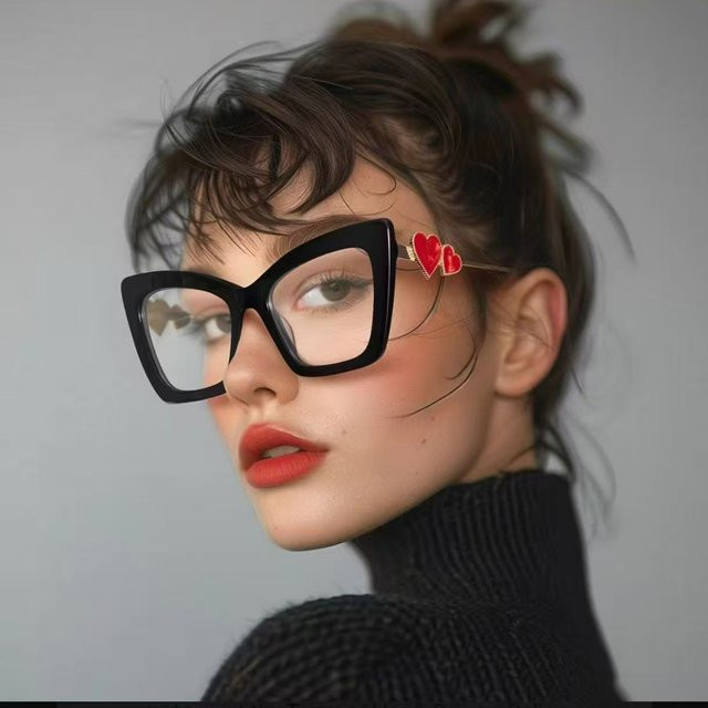 Cat Eye Korrektionsbrille für Damen, Vollrand, Schwarz, Kunststoff - Bild 1