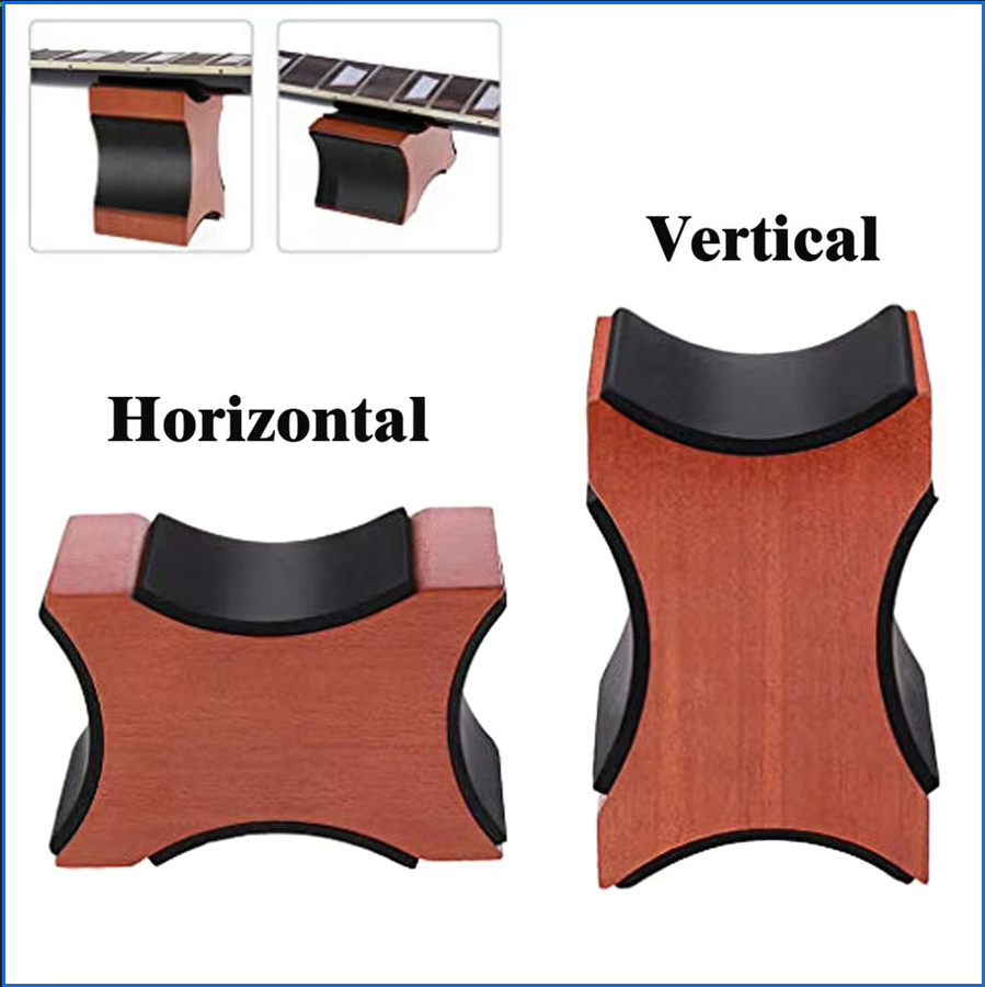 YOUYAN Professionelles Gitarrenhals-Stützkissen aus Holz mit 2-stufiger Höhenverstellung für die Reparatur von Gitarren, Geigen und Ukulelen in Braun und Rot - Bild 3