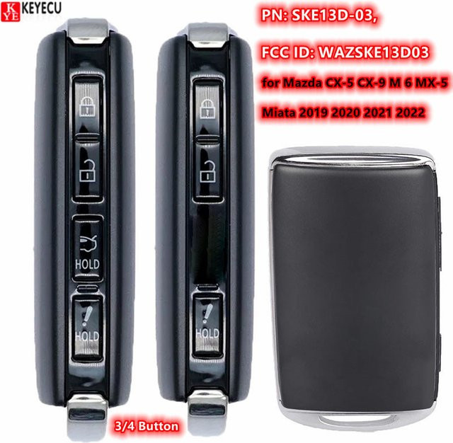 KEYECU Smart-Fernbedienungsschlüssel WAZSKE13D03 TAYB-67-5DYB in Schwarz mit 3/4 Tasten und 315MHz 4A für Mazda CX-5 CX-9 M6 MX-5 Miata - Bild 1