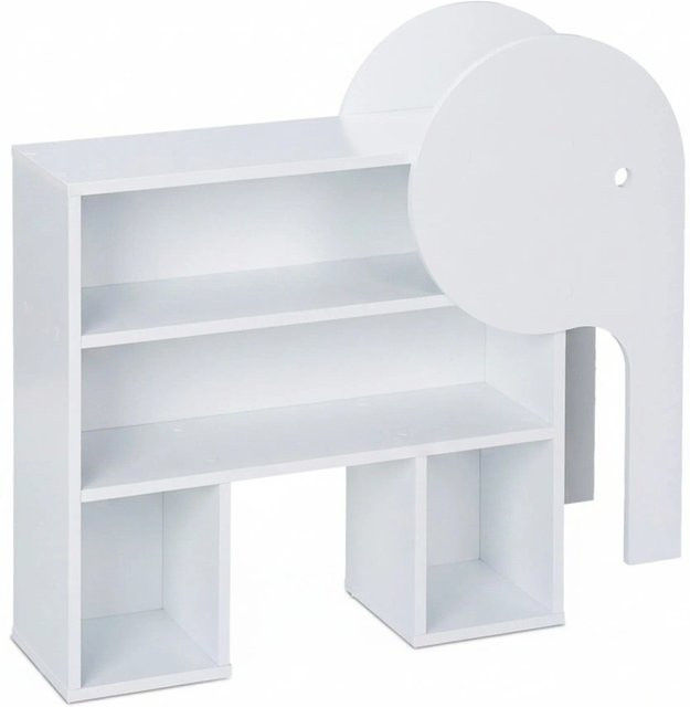 Relaxdays Kinderregal Elefant in Weiß aus MDF mit Kippsicherung, B: 64,5 cm, H: 60,5 cm, T: 20,5 cm - Bild 1