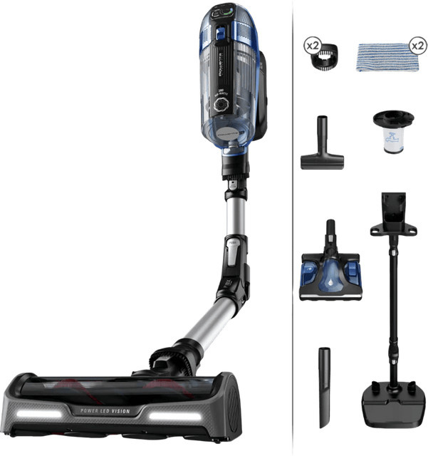 Rowenta X-Force Flex 14.60 Aqua Docking RH99C3 Stielstaubsauger in Blau mit LED-Scheinwerfer, Display und Ladestation - Bild 1