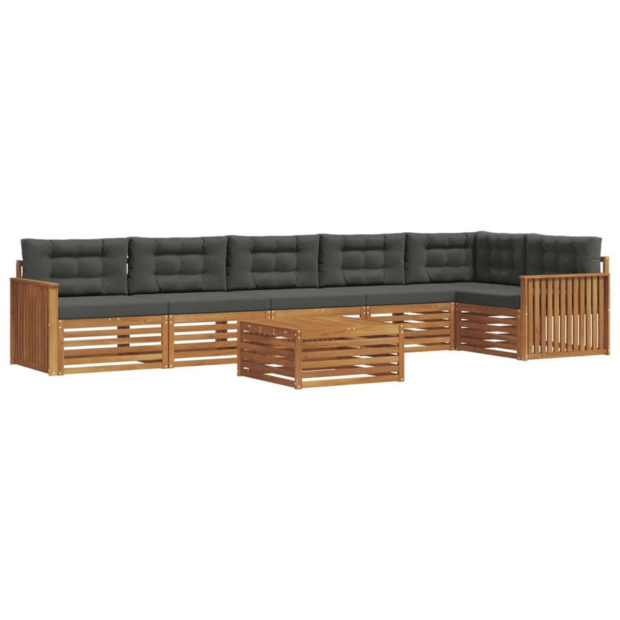 vidaXL Outdoor-Sofagarnitur 7-teilig aus Akazienholz mit Kissen in Anthrazit und Natur - Bild 2