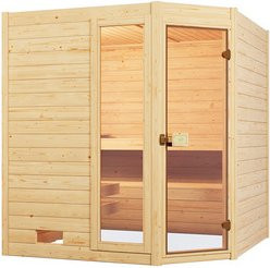 WEKA Massivholzsauna Valida Eck 2 für 6 Personen in Braun mit 5,4 kW Ofen und integrierter Steuerung - Bild 1