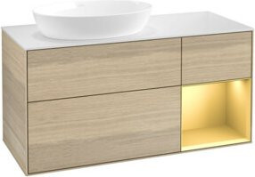 V&B Waschtischunterschrank Finion in Weiß mit Eichenregal, Breite: 120 cm, Tiefe: 50,1 cm, Höhe: 50,1 cm - Bild 1