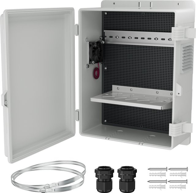 DaierTek Weiße Elektrobox für den Außenbereich, wasserdichtes Nema-Gehäuse aus Kunststoff mit belüftetem Staubschirm für WLAN, B/T/H: 16 x 11 x 6 cm - Bild 1