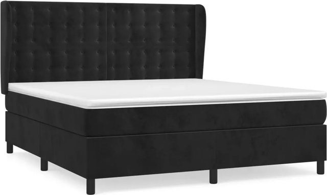 vidaXL Boxspringbett mit Matratze Schwarz Samt B/T/H: 160 x 200 x 128 cm - Bild 1