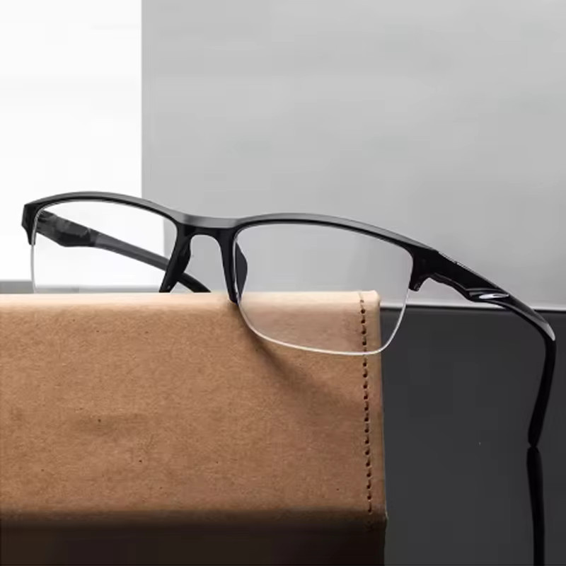 Quadratische Lesebrille, Halbrahmen, Unisex, schwarz - Bild 3