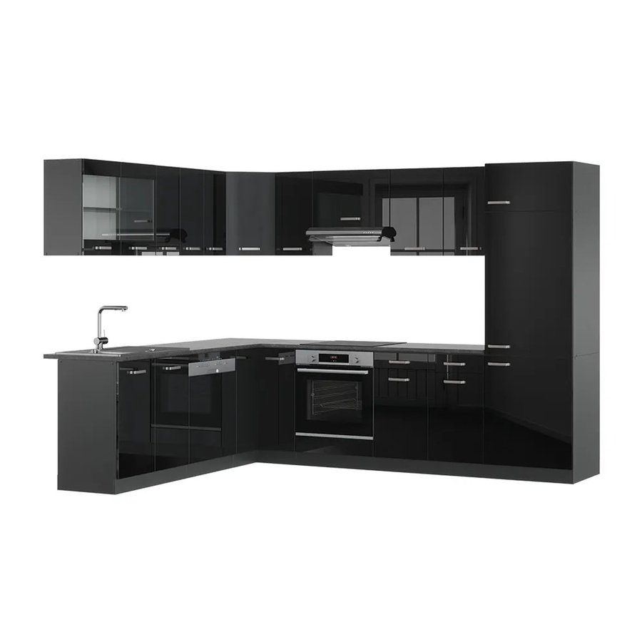 Vicco R-Line Eckküche modern in Anthrazit und Schwarz mit Hochglanz-Finish B/T/H: 287 x 227 x 206,8 cm - Bild 3