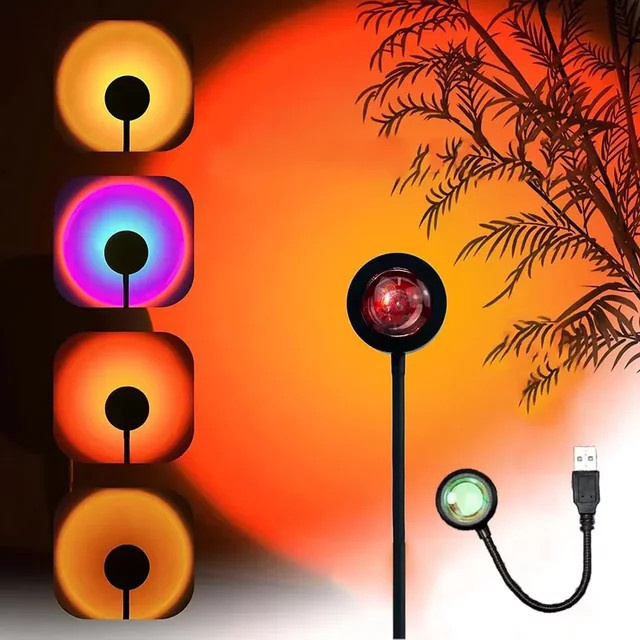 YzzYzz LED Sonnenuntergang Licht Regenbogen Nachtlampe Projektor für Atmosphäre und Fotografie - Bild 1