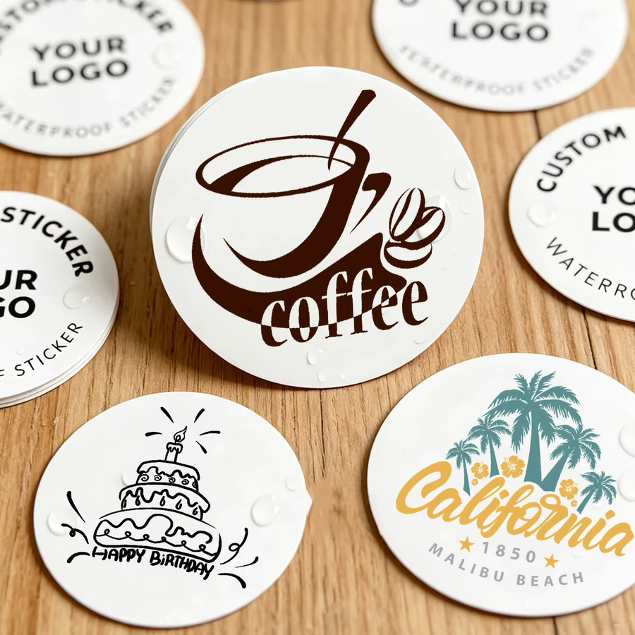 Personalisierte runde Aufkleber mit individuellem Logo-Design in Weiß aus Papier - Bild 4