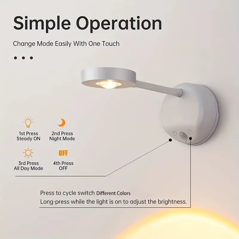 KFV RGB LED Wandleuchte mit Bewegungssensor und USB-Aufladung, dimmbare Designer-Spotlight für Innen und Außen in Multicolour - Bild 3