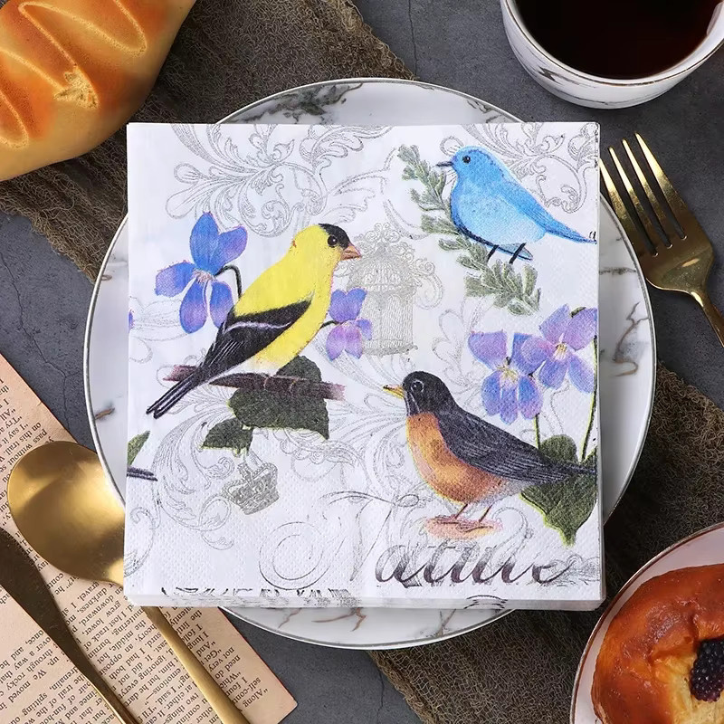 GUANYAO Bunte Servietten im chinesischen Stil mit Blumen- und Vogelmuster, Mehrfarbig - Bild 2