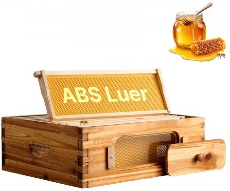 VEVOR Bienenstock-Starterset Langstroth aus natürlichem Tannenholz mit 10 Rahmen, Mittelwänden und transparenten Acryl-Bienenfenstern - Bild 1