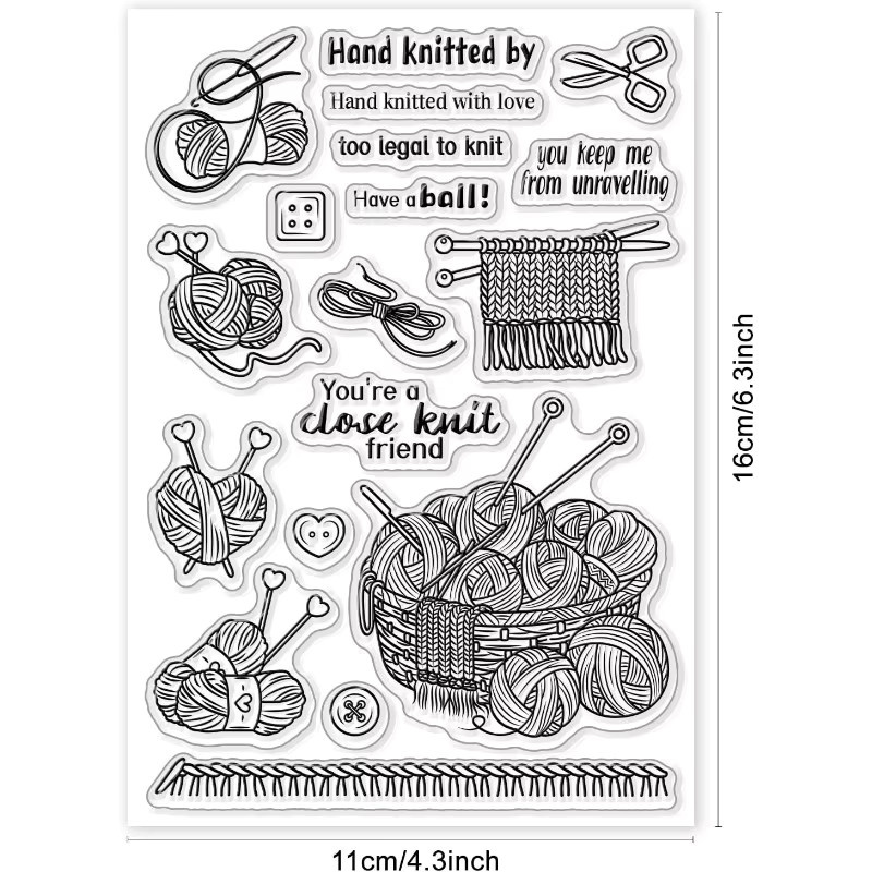 Transparenter Silikon-Stempel mit warmem Strickmotiv für DIY-Sammelalben und Kartenherstellung, 11 x 16 cm - Bild 5