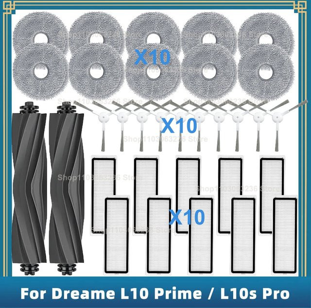 Dreame Ersatzteil-Set für L10 Prime und L10s Pro mit Hauptseitenbürste, Hepa-Filter und Mopptuch in Weiß - Bild 1