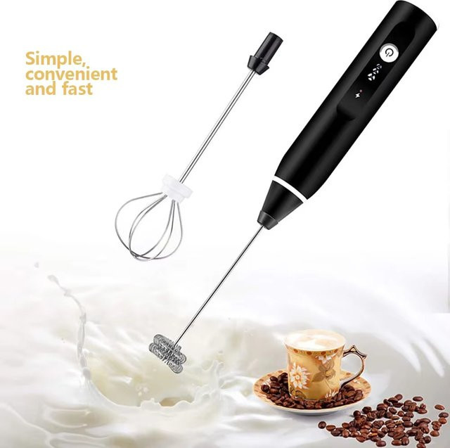 XIADYINJIA Elektrischer Mini-Milchaufschäumer und kabelloser Handmixer in Schwarz - Bild 1