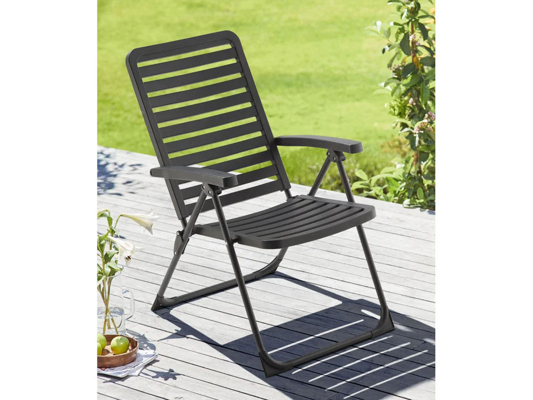 LIVARNO HOME Klappsessel mit Armlehnen, 6-fach verstellbar, grau/anthrazit, B/T/H: 62 x 62 x 106 cm - Bild 2