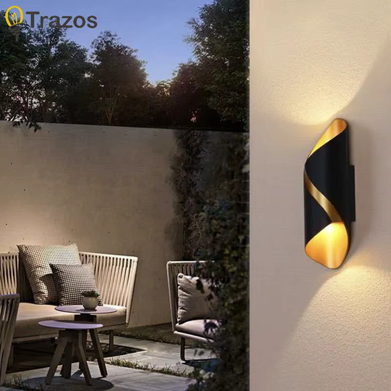 TRAZOS Wandleuchte für Außenbereich in Schwarz mit kreativem S-förmigem Design, wasserdichte Außenlampe für Garten, Balkon, Tor und Korridor - Bild 3