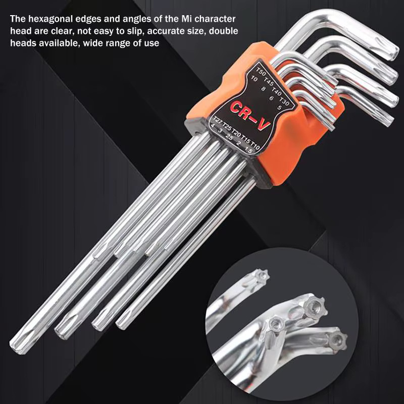 9-teiliges L-Typ Doppelend-Schraubendreher-Set von KOQZM in Silber mit Inbus, Sechskant, Torx und Sternkopf, Größe 1,5–10 mm - Bild 3