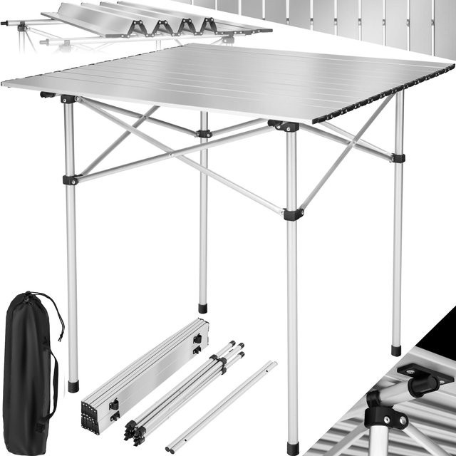 tectake Aluminium Campingtisch klappbar Grau B/T/H: 70 x 70 x 70 cm - Bild 1