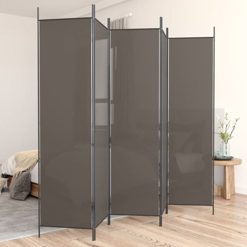 Anthrazitfarbene Trennwand mit 5 Textil-Paneelen als Sichtschutz, B: 250 cm, H: 200 cm - Bild 1