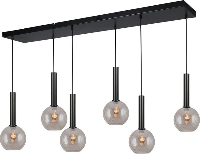 Masterlight Bella 2 Pendelleuchte 6-flammig in Gold und Schwarz matt mit Glas in Gold Fumé - Bild 1