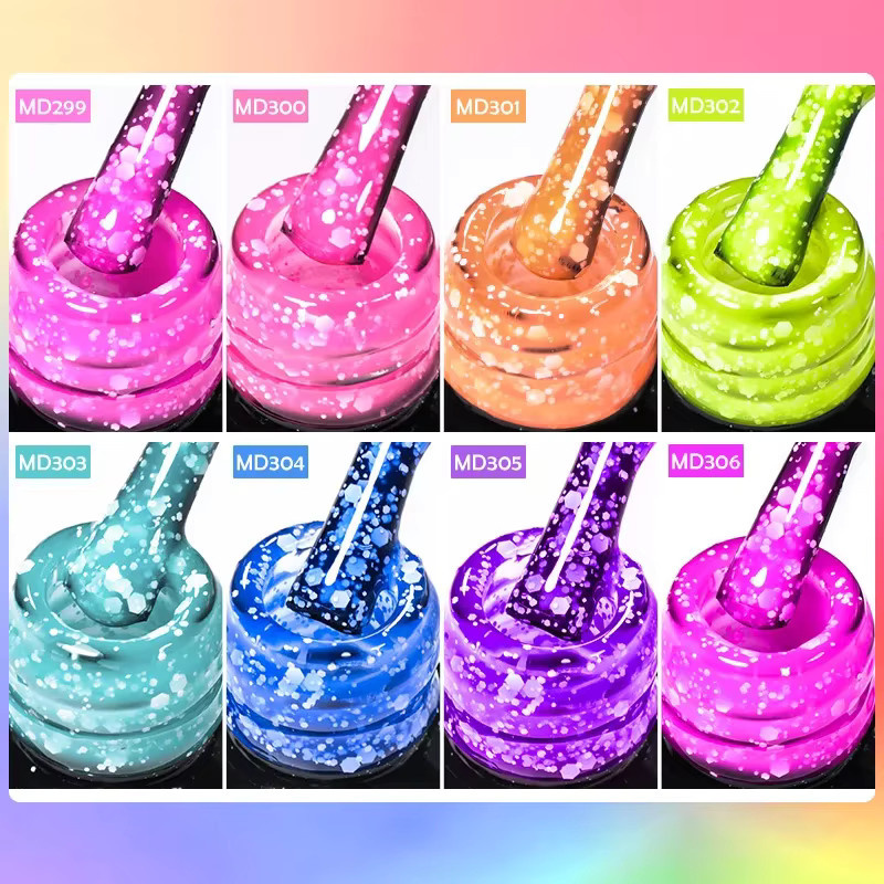MSRUIOO Nagellack Gel, fluoreszierend, Schneeflocken-Glitzer, 8 ml - Bild 2