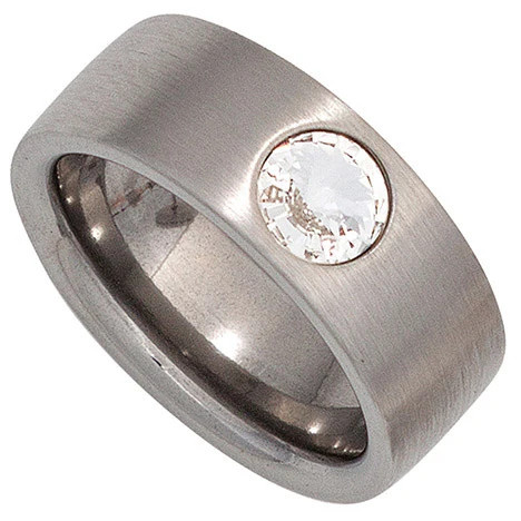 Colfem Ring Edelstahl, Silber, Kristall, Damen, Ringgröße 50 - Bild 1